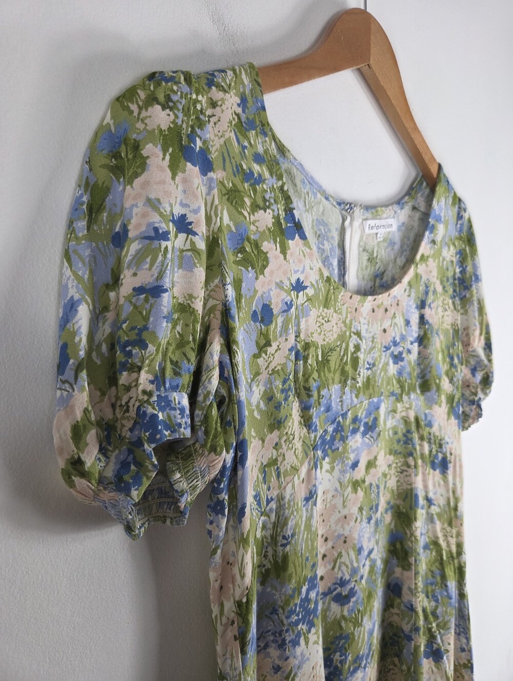 Reformation Georgica Floral Watercolor Fit and Flare Babydoll Mini Dress - Picture 4 of 15